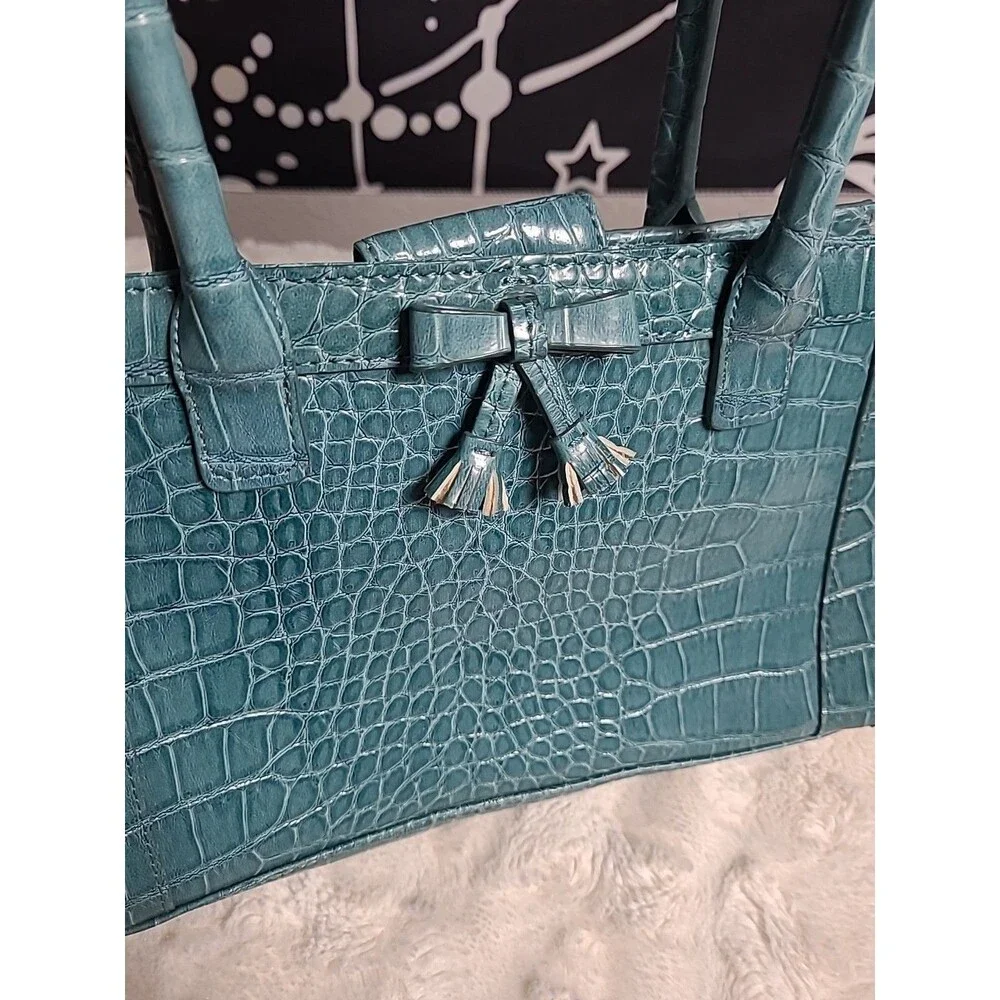 Vintage Liz Claiborne Faux Croc Leather Purse Tote Snap Closure Hippie Boho Y2K